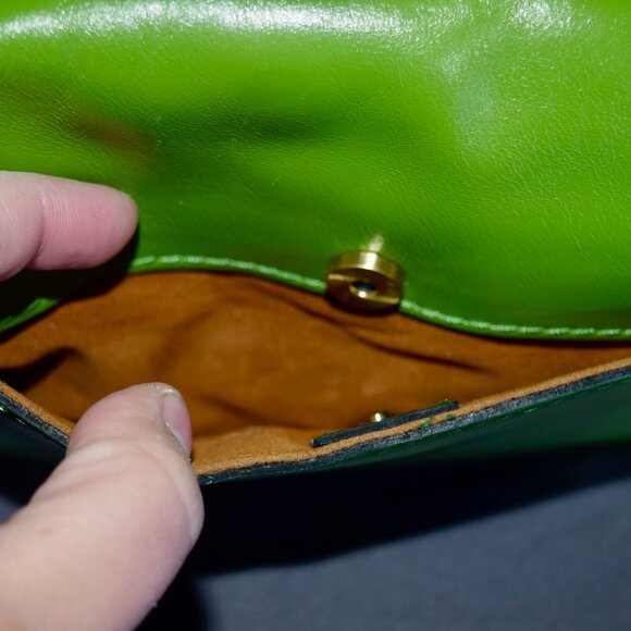 Patricia Nash "Bella" Leather Crossbody Bag Foliage Green Brass Hardware - Picture 4 of 5